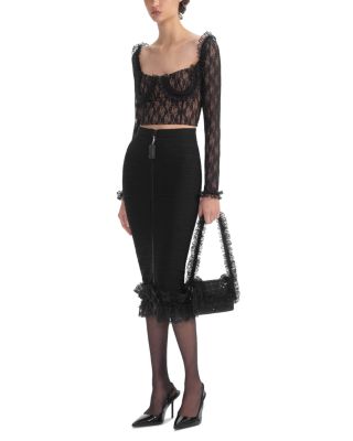 x Christopher Kane Ruffle Knit Midi Skirt  