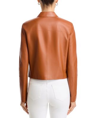 Zip Front Cropped Leather Jacket