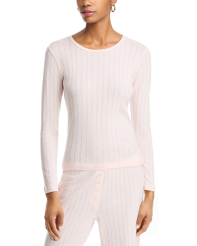 Leset Pointelle Cotton T-shirt In Pink