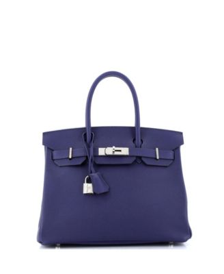 Pre-Owned Hermes Birkin 30 Handbag Blue Epsom with Palladium Hardware