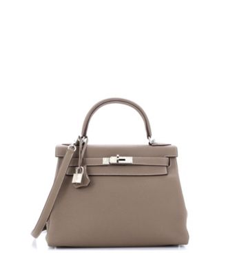 Pre-Owned HERMÈS - Kelly 28 Handbag Grey Togo with Palladium Hardware
