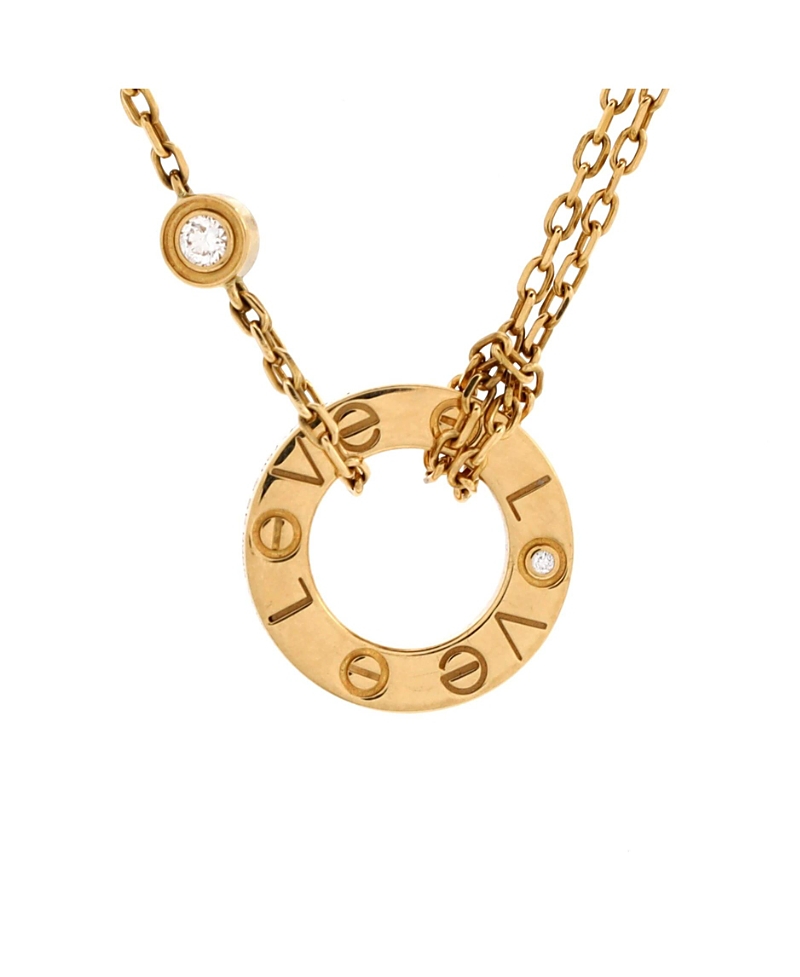 Pre-owned Pre-owned Cartier Cartier 2 Diamonds Love Pendant Necklace 18k Gold And Diamonds