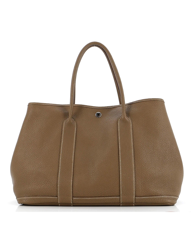 Shop Pre-owned Hermes Hermes 36 Garden Party Tote Leather In Gray