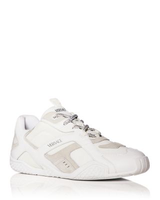 Versace Galaxia Leather Low-top Sneakers In White+concrete