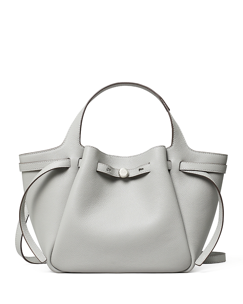 Tory Burch Romy Pebble Leather Satchel In Light Granite