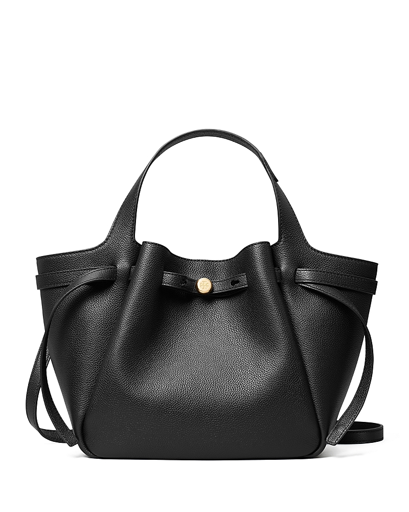 Tory Burch Romy Pebble Leather Satchel In Black