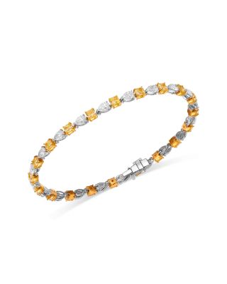 Bloomingdale's Fine Collection - White & Yellow Diamond Pear & Round Tennis Bracelet in 18K White & Yellow Gold, 7.50 tcw