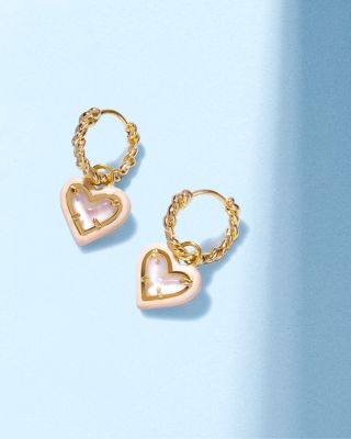 Ari Heart Dangle Rope Huggie Hoop Earrings