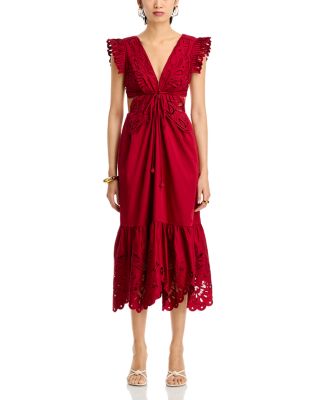 Red Butterfly Midi Dress