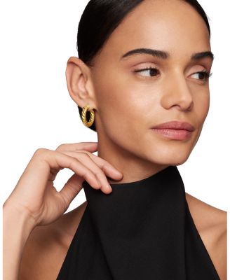 Sculpted Cable Hoop Earrings in 18K Yellow Gold, 25.4mm