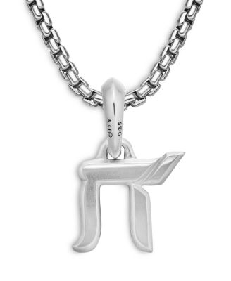 Sterling Silver Chai Amulet with Black Diamonds 