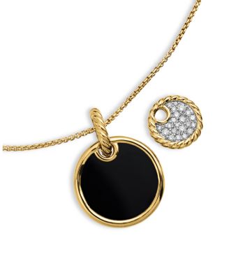 David Yurman - 18K Yellow Gold DY Elements&reg; Black Onyx, Mother-of-Pearl & Diamond Convertible Pendant Necklace, 17"