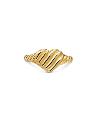 Sculpted Cable Heart Pinky Ring in 18K Yellow Gold, 9mm