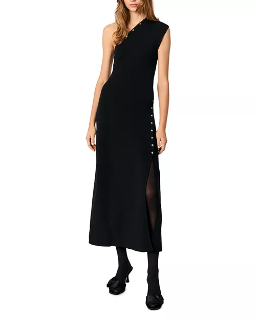 asymmetric knit maxi dress