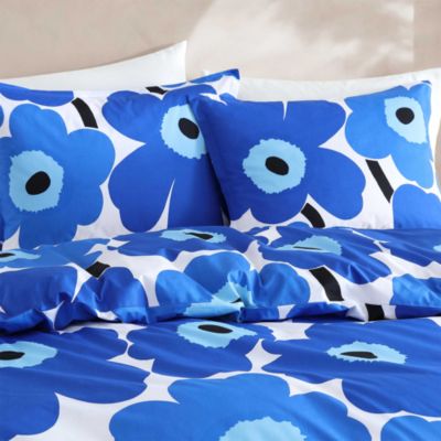 Unikko 3 Piece Cotton Percale Comforter Set, Full Queen