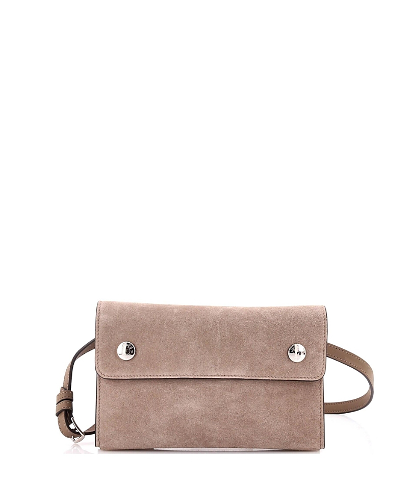 PRE-OWNED HERMES PRE-OWNED HERMES DOUBLE SNAP POCHETTE CROSSBODY GRIZZLY WITH SWIFT