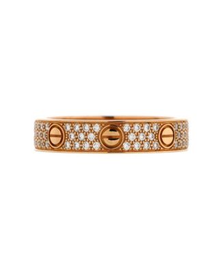 Pre-Owned Cartier Love Wedding Band Pave Diamonds Ring 18K Rose Gold and Diamonds