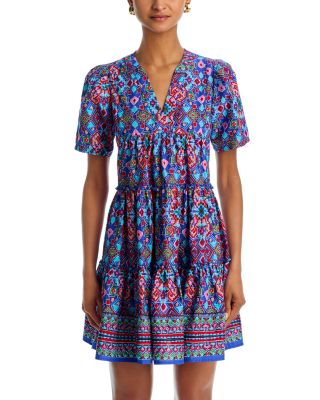 Mosaic Tile Puff Sleeve Dress - Exclusive