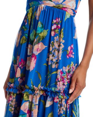 Floral Chiffon Flutter Sleeve Maxi Dress - Exclusive