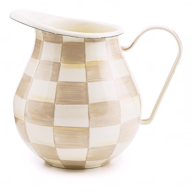 Mackenzie-childs Mocha Check Pitcher In Mocha