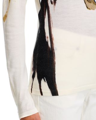 Merino Wool Brushstroke Print Sweater