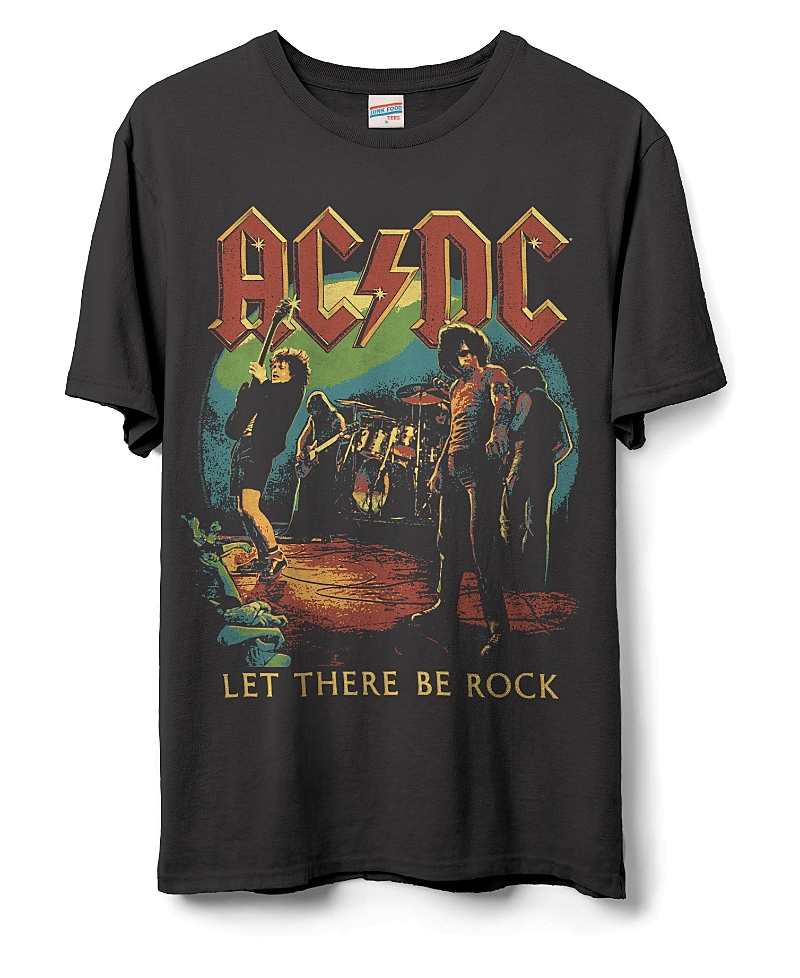Junk Food Clothing Unisex Ac/dc Let There Be Rock Flea Market Tee In Black