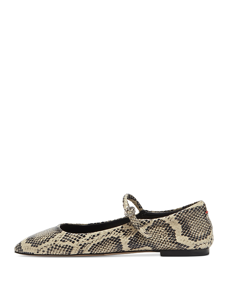 Aeyde Uma Snake Printed Leather Flats In Creamy
