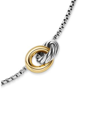 Petite Cable Linked Necklace in Sterling Silver with 14K Yellow Gold, 15-17&amp;quot;