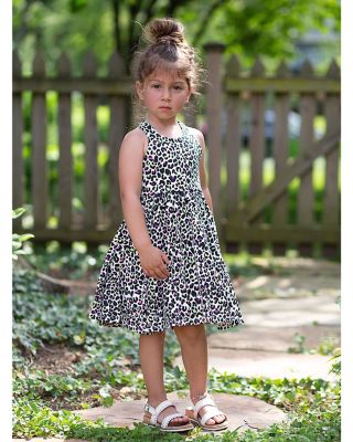 Girls' Cross Back Dress in Neon Leopard - Little Kid, Big Kid