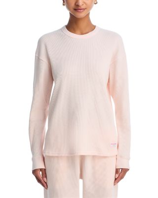 Crewneck Long Sleeve Waffle Knit Top