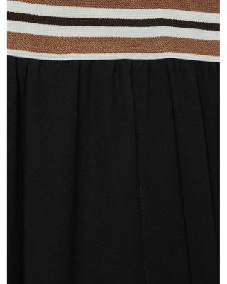 Abs Striped Waistband Wide Leg Trousers