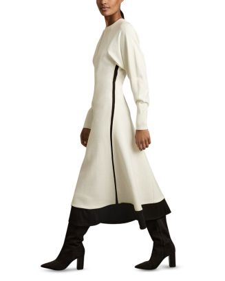 【海外限定】REISSワンピース☆Ivory Caprice Wool-Blend Hybrid Reiss Wool-Blend Hybrid Knitted Midi Dress in Ivory - REISS