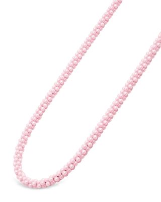 18K Yellow Gold & Sterling Silver Pink Caviar Ceramic Bead Collar Necklace, 16"