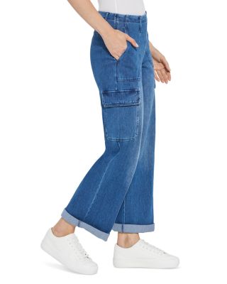 Scout High Rise Cuffed Cargo Jeans in Mid Wash