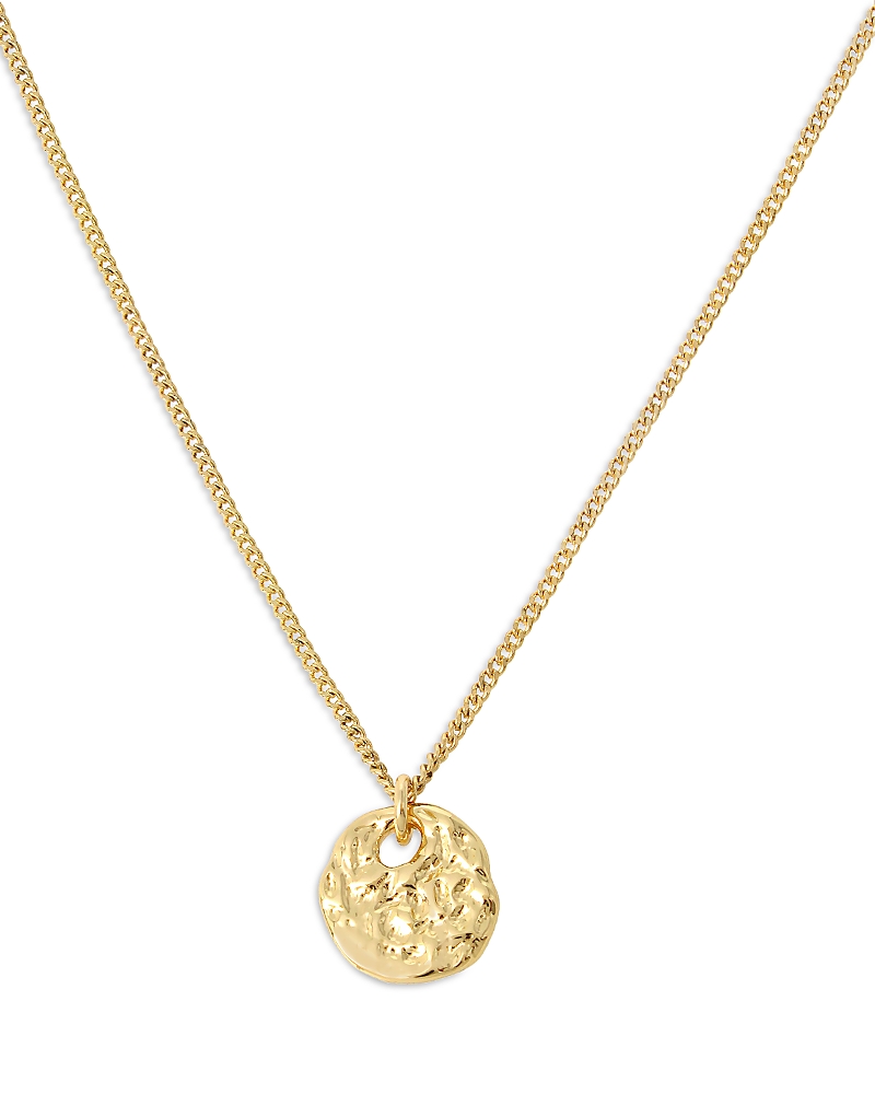 Allsaints Hammered Coin Pendant Necklace in Gold Tone, 17