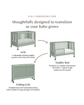 Maki Portable Folding Crib with Toddler Bed Conversion Kit