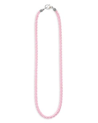 Sterling Silver Pink Caviar Ceramic Rope Necklace, 18"