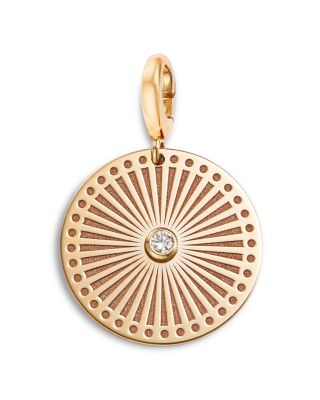 Zoë Chicco - 14K Yellow Gold White Diamond Engraved Sunbeam Medallion Disc Clip On Charm