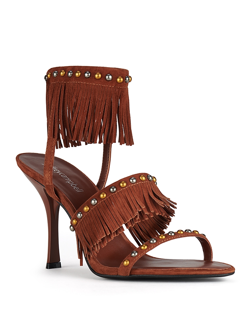 Jeffrey Campbell Women's Saige Fringe Sandals In Tan Suede Multi