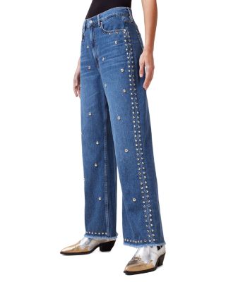 ALLSAINTS - Blake High Rise Wide Leg Jeans in Mid Indigo