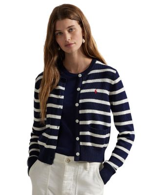 Ralph Lauren - Striped Cotton Crewneck Cardigan