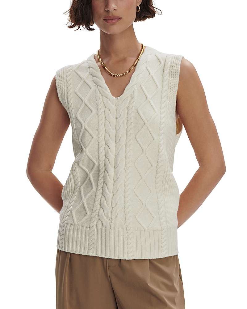 Varley Joilette Cable-knit Sweater Vest In Snow White