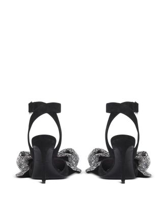 Women's Suede Ruby Heels with Rhinestone Bows