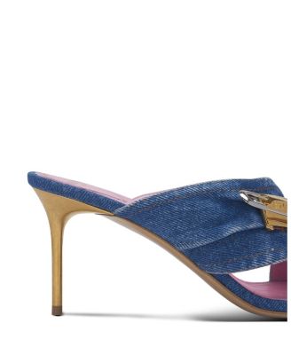 Women's Denim Safety Pin Mules