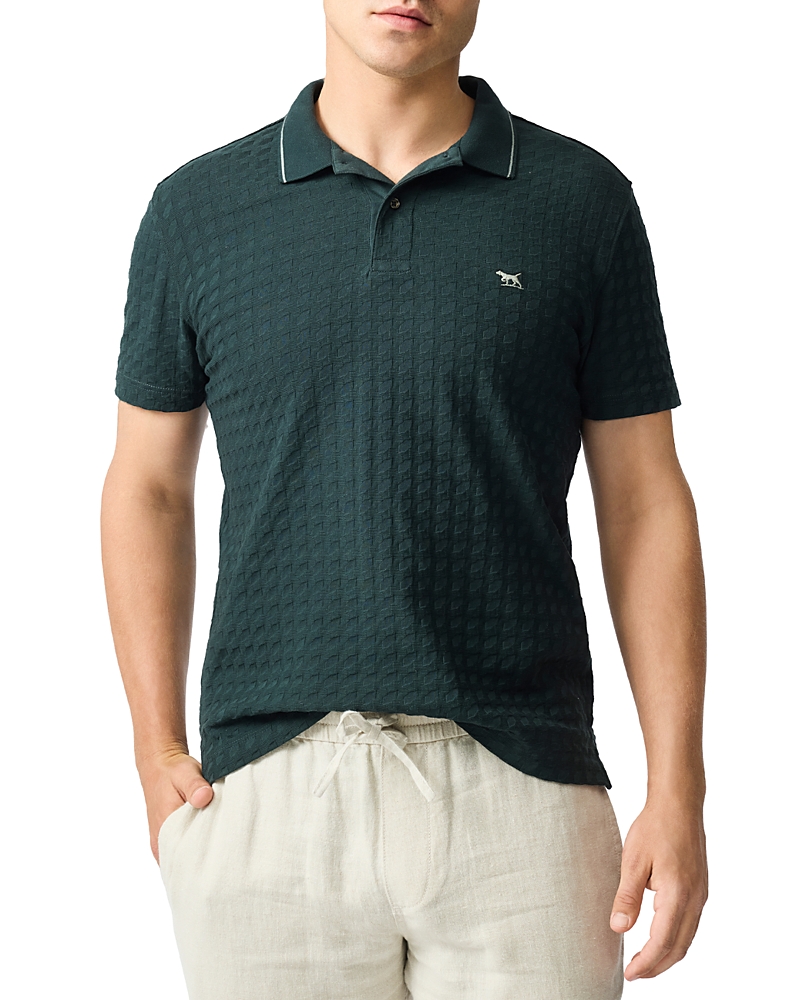 Rodd & Gunn Glen Albyn Geo Texture Cotton Polo In Green
