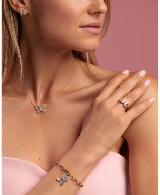 Wicked x Sydney Evan 14K Yellow Gold Glinda Diamond Pav&eacute; Butterfly Pendant Necklace, 18"