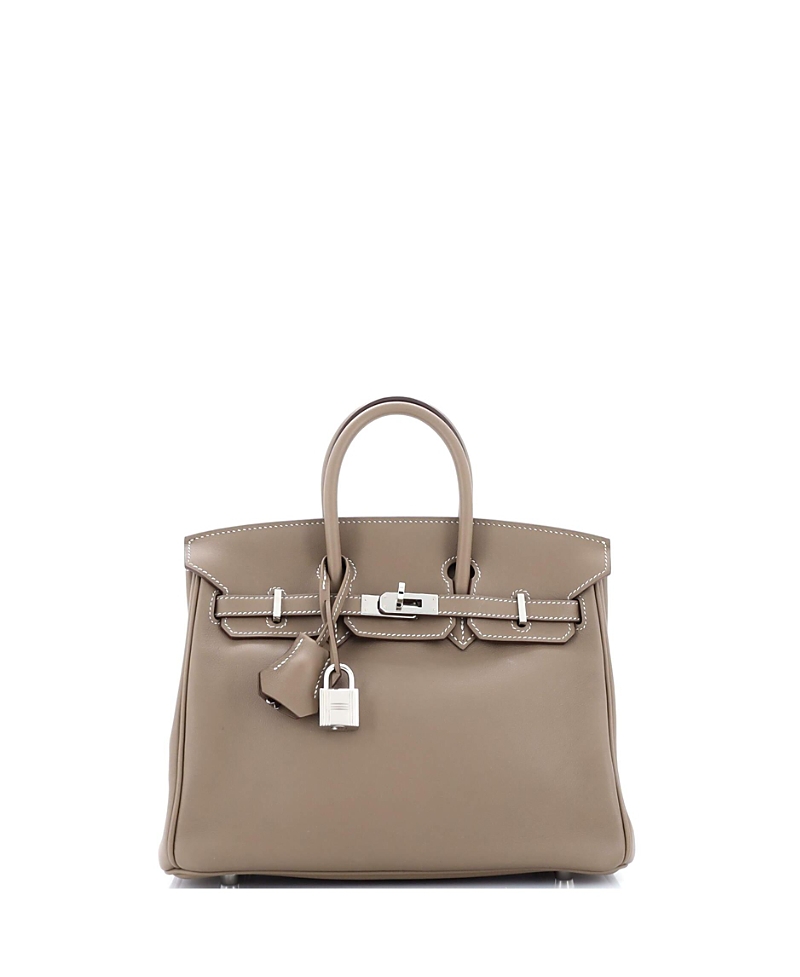 Pre-owned Pre-owned Hermes Hermes Birkin 25 Handbag Grey Swift With Palladium Hardware In Etoupe