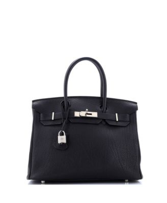 Pre-Owned Hermes Birkin 30 Handbag Black Togo with Palladium Hardware