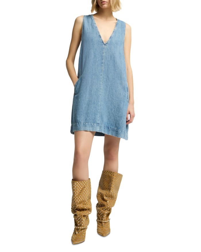 V Neck Denim Dress