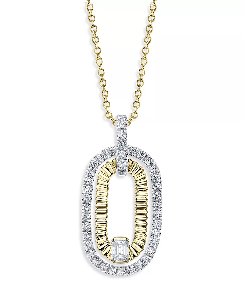 Shy Creation 14K Gold Kate Diamond Double Link Pendant Necklace, 18